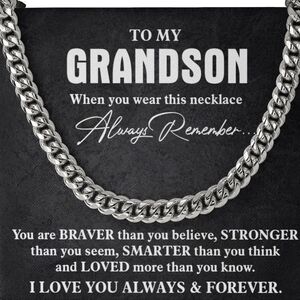 To My Grandson Stainless Stepp Cuban Link Chain Necklace